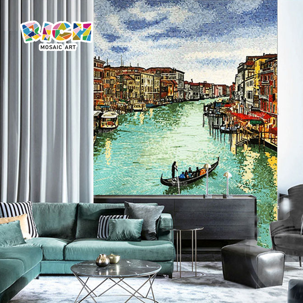 由手工制作的马赛克制成的威尼斯水城景观壁画